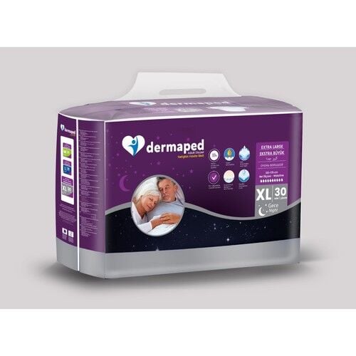 Dermaped Gece X-Large 120-170 cm 30'lu Bel Bantlı Yetişkin Hasta Bezi