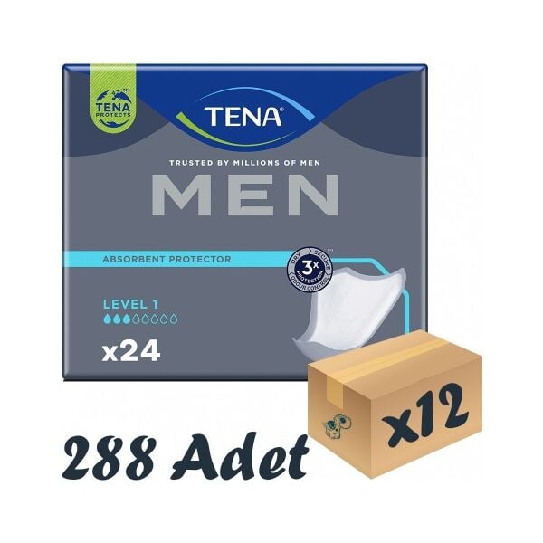Tena Men Level-1, Erkek Mesane Pedi, 3 Damla, 24'lü 12 Paket 288 Adet