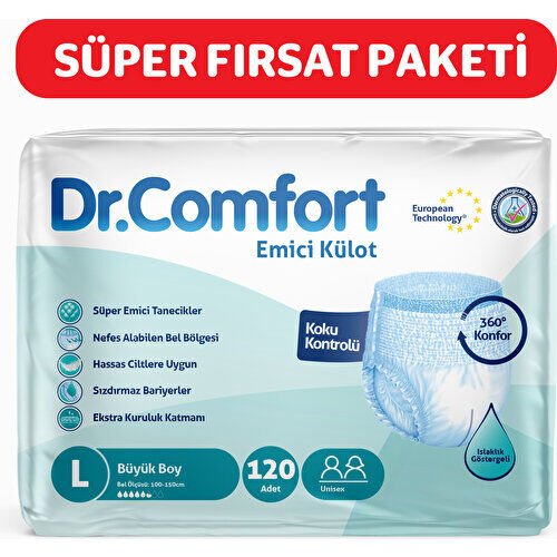 Dr.Comfort Yetişkin Emici Külot Large 30'Lu 4 Paket 120 Adet