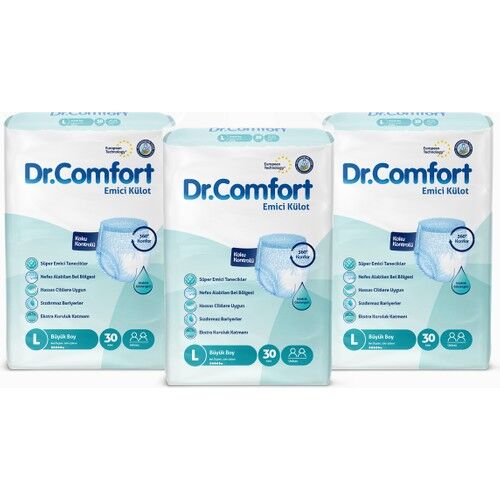 Dr. Comfort Yetişkin Emici Külot Large 30'lu 3 Paket 90 Adet