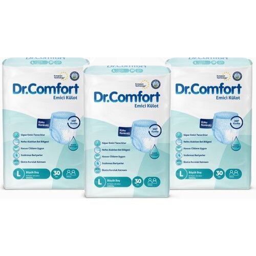 Dr. Comfort Yetişkin Emici Külot Large 30'lu 3 Paket 90 Adet