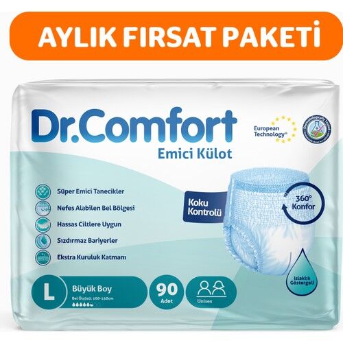 Dr. Comfort Yetişkin Emici Külot Large 30'lu 3 Paket 90 Adet