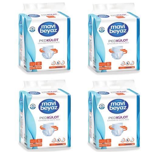 Mavi Beyaz Ped Külot Emici Ekstra Büyük Boy Xlarge 30'lu 4 paket / 120 adet