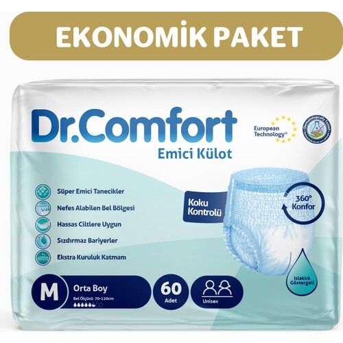 Dr.Comfort Yetişkin Emici Külot  Medium 30'Lu 2 Paket 60 Adet