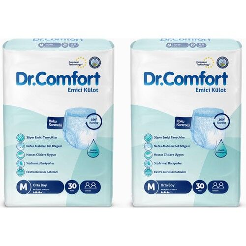 Dr.Comfort Yetişkin Emici Külot  Medium 30'Lu 2 Paket 60 Adet