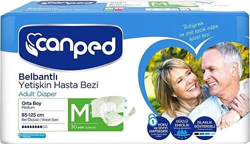 Canped (P.E.) Orta Boy Medium Belbantlı Hasta Bezi 30'lu paket