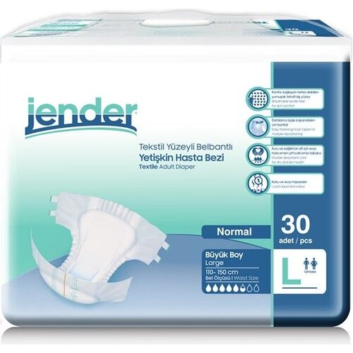 Jender Large Büyük Boy Belbantlı Hasta Bezi 30 lu 2 Paket / 60 Adet