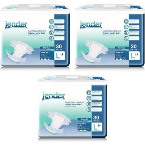 Jender Large Büyük Boy Belbantlı Hasta Bezi 30 lu 3 Paket / 90 Adet