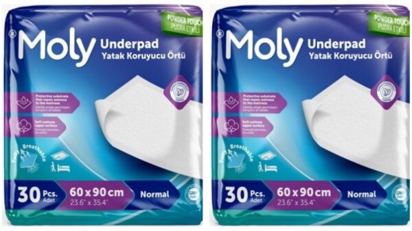 Moly Yatak Koruyucu Örtü 30 lu 2 paket / 60 adet