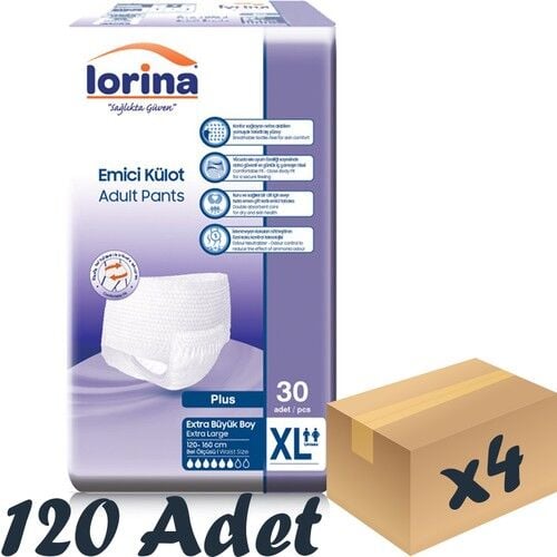 Lorina Yetişkin Emici Külot Xlarge 30'Lu 4 Paket 120 Adet