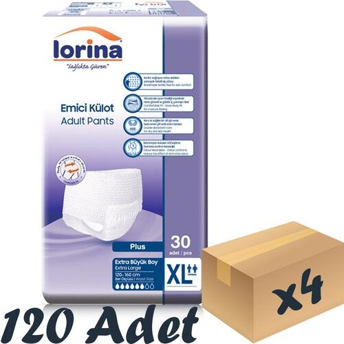 Lorina Yetişkin Emici Külot Xlarge 30'Lu 4 Paket 120 Adet