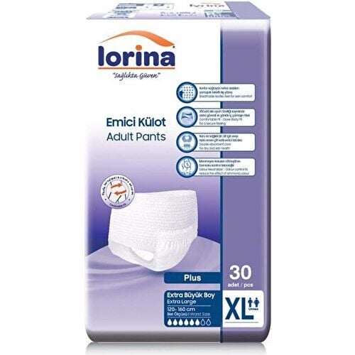 Lorina Yetişkin Emici Külot Xlarge 30'Lu 4 Paket 120 Adet