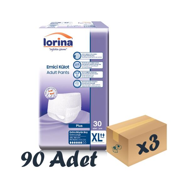 Lorina Yetişkin Emici Külot Xlarge 30'Lu 3 Paket 90 Adet