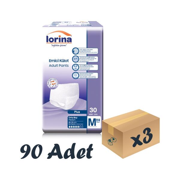 Lorina Yetişkin Emici Külot Medium 30'Lu 3 Paket 90 Adet