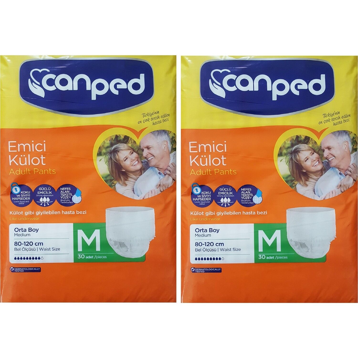 Canped Emici Külot Orta Boy Medium 30'lu 2 paket / 60 adet