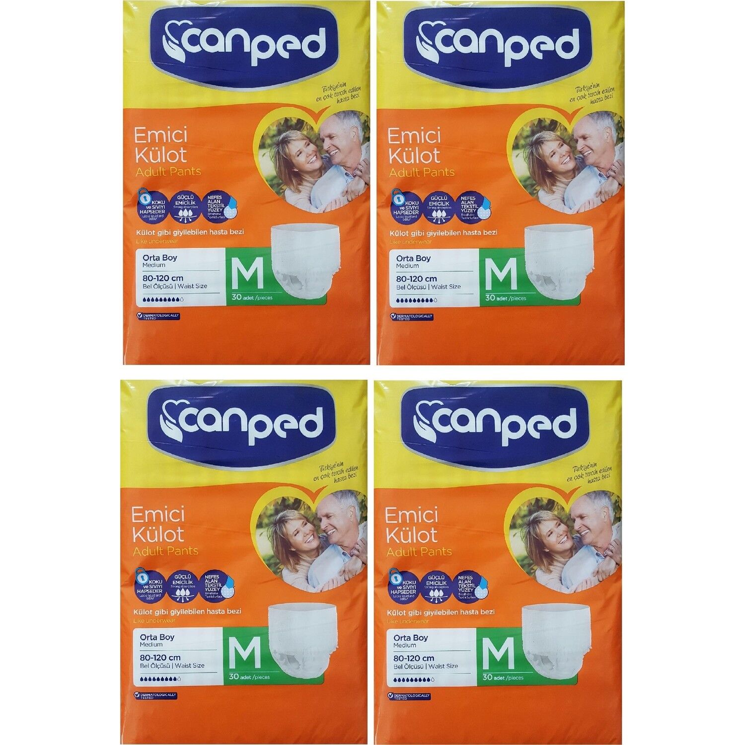 Canped Emici Külot Orta Boy Medium 30'lu 4 paket / 120 adet