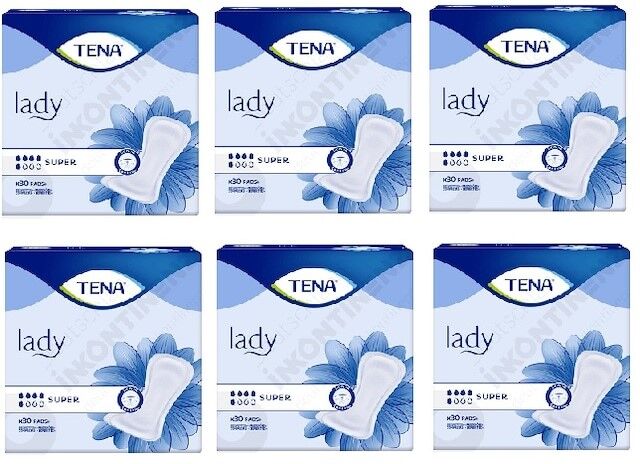 Tena Lady Süper 5 damla Kadın Mesane Pedi 30'lu 6 paket / 180 adet