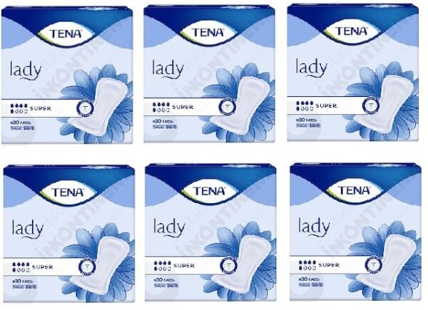 Tena Lady Süper 7 damla Kadın Mesane Pedi 30'lu 6 paket / 180 adet
