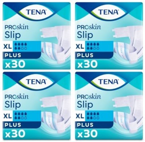 Tena Proskin Slip Plus 6 damla Ekstra Büyük Boy Xlarge Belbantlı Hasta Bezi 30'lu 4 paket / 120 adet