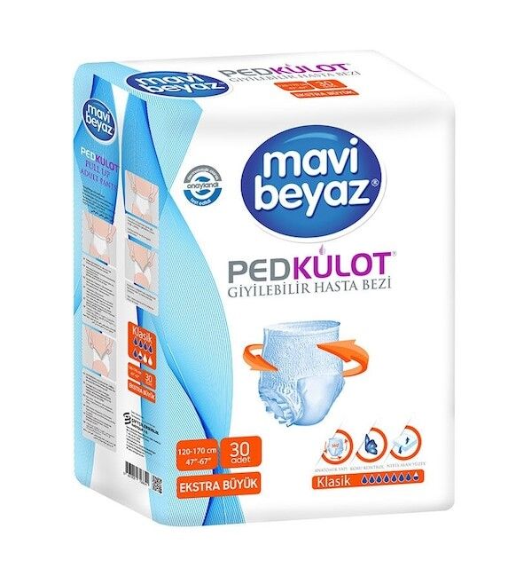 Mavi Beyaz Ped Külot Emici Ekstra Büyük Boy Xlarge 30'lu paket