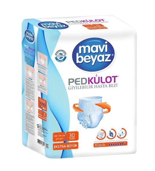 Mavi Beyaz Ped Külot Emici Ekstra Büyük Boy Xlarge 30'lu paket
