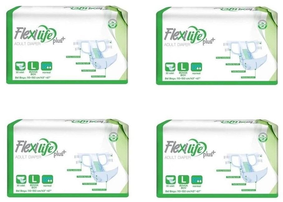 Flexilife Plus Belbantlı Büyük Boy Large Hasta Bezi 30'lu 4 paket / 120 adet