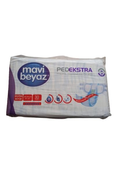 Mavi Beyaz PedEkstra Tekstil Yüzeyli Yetişkin Hasta Bezi Xlarge 30'lu paket