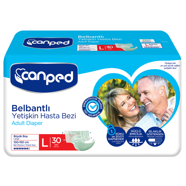 Canped (P.E.) Büyük Boy Large Belbantlı Hasta Bezi 30'lu paket