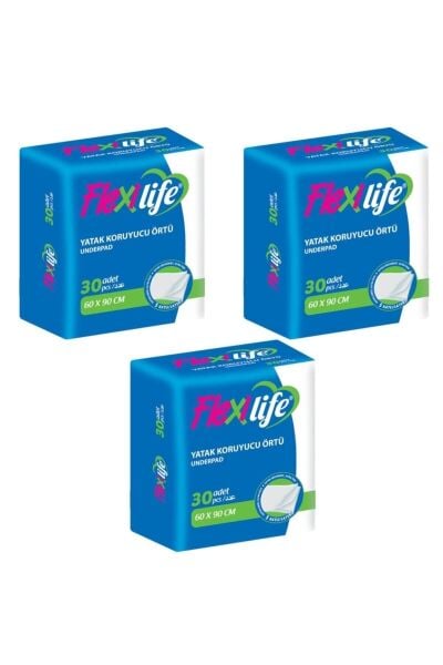 Flexilife Kedi Köpek Çiş Pedi Yatak Koruyucu 60x90 30'lu 3 paket / 90 adet