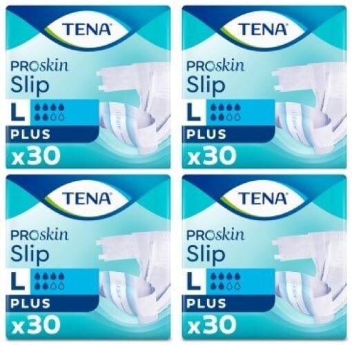 Tena Proskin Slip Plus 6 damla Büyük Boy Large Belbantlı Hasta Bezi 30'lu 4 paket / 120 adet