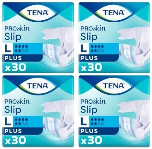Tena Proskin Slip Plus 6 damla Büyük Boy Large Belbantlı Hasta Bezi 30'lu 4 paket / 120 adet