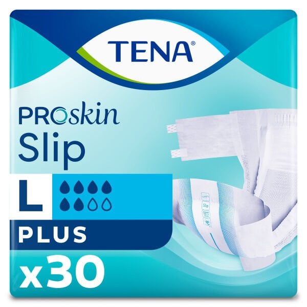 Tena Proskin Slip Plus 6 damla Büyük Boy Large Belbantlı Hasta Bezi 30'lu 3 paket / 90 adet