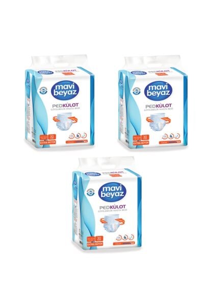 Mavi Beyaz Ped Külot Emici Ekstra Büyük Boy Xlarge 30'lu 3 paket / 90 adet