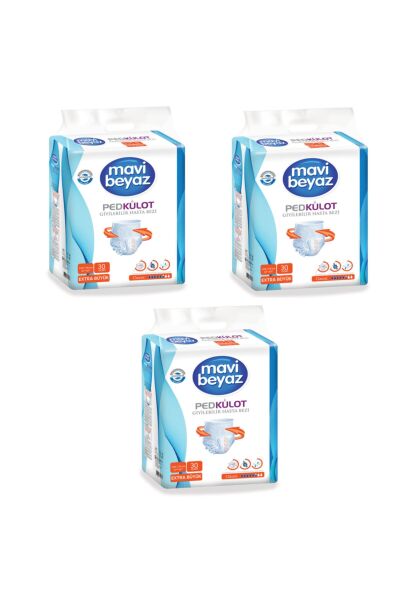Mavi Beyaz Ped Külot Emici Ekstra Büyük Boy Xlarge 30'lu 3 paket / 90 adet