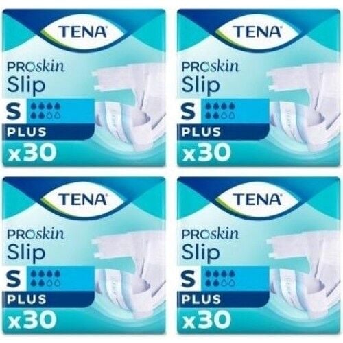 Tena Proskin Slip Plus 6 damla Küçük Boy Small Belbantlı Hasta Bezi 30'lu 4 paket / 120 adet