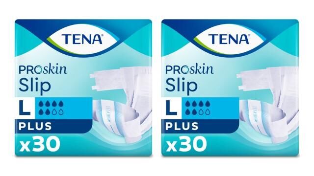 Tena Proskin Slip Plus 6 damla Büyük Boy Large Belbantlı Hasta Bezi 30'lu 2 paket / 60 adet