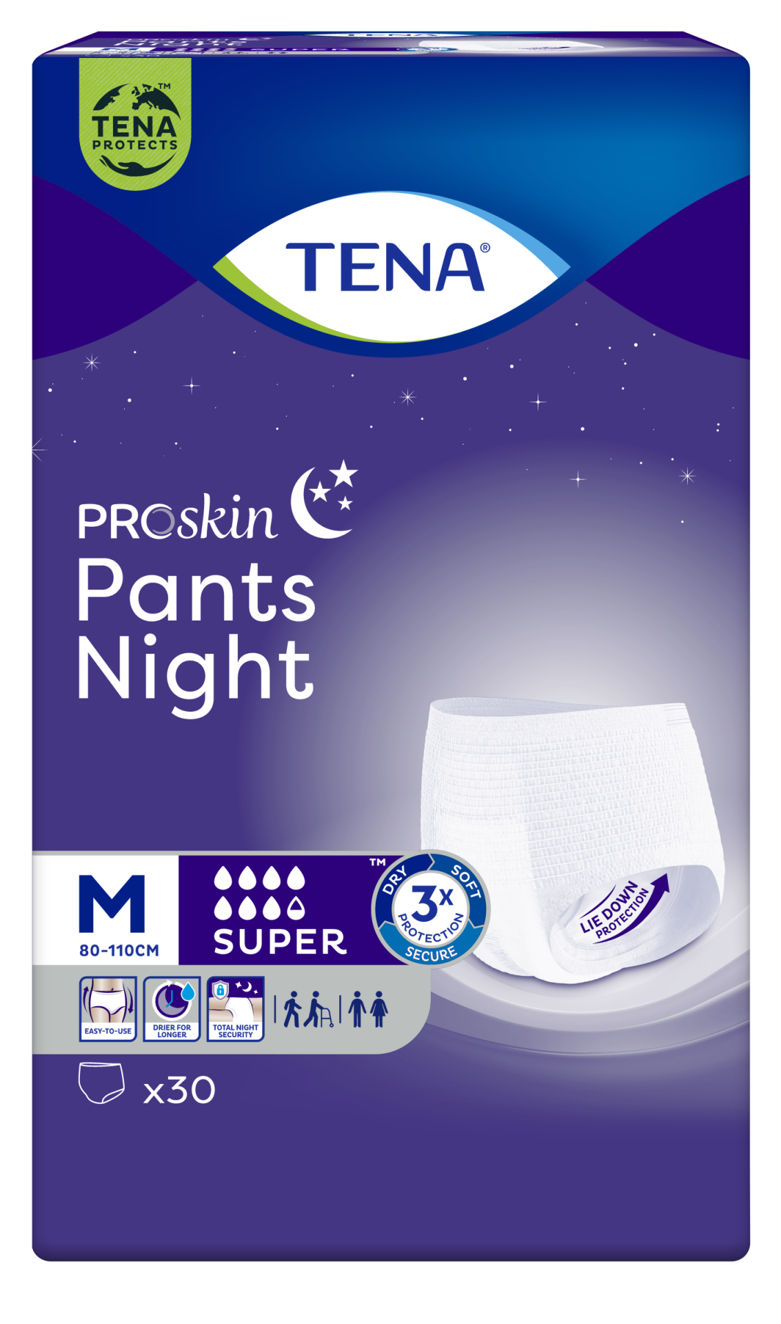 Tena ProSkin Pants Night Medium Orta Beden Gece için Süper Emici Külot 30 lu paket