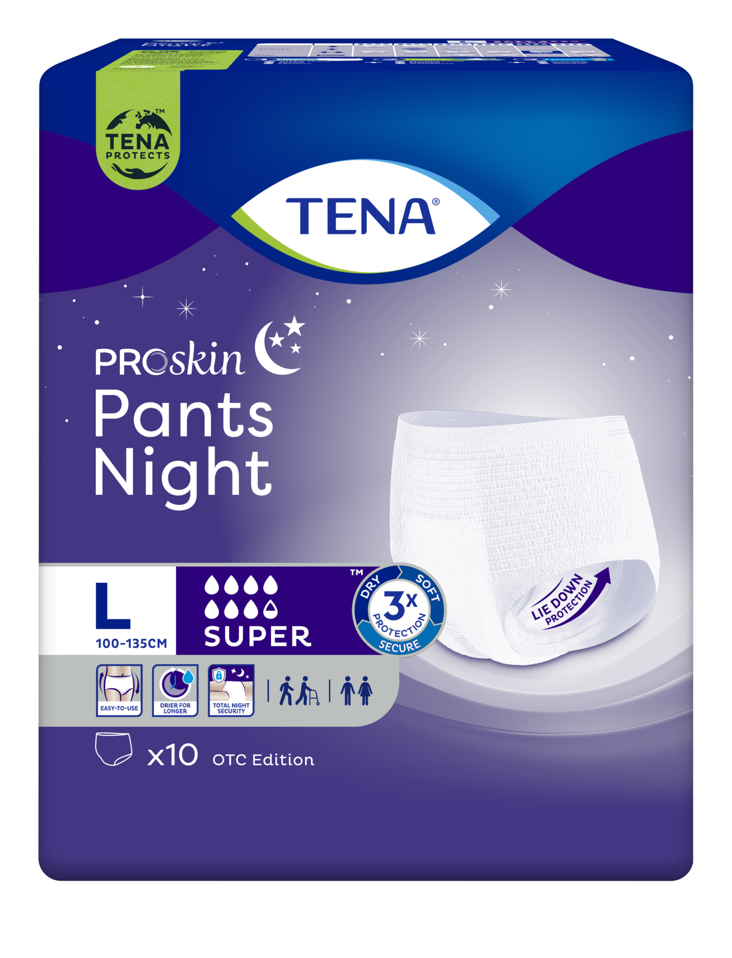 Tena ProSkin Pants Night Large Büyük Beden Gece için Süper Emici Külot 10 lu paket
