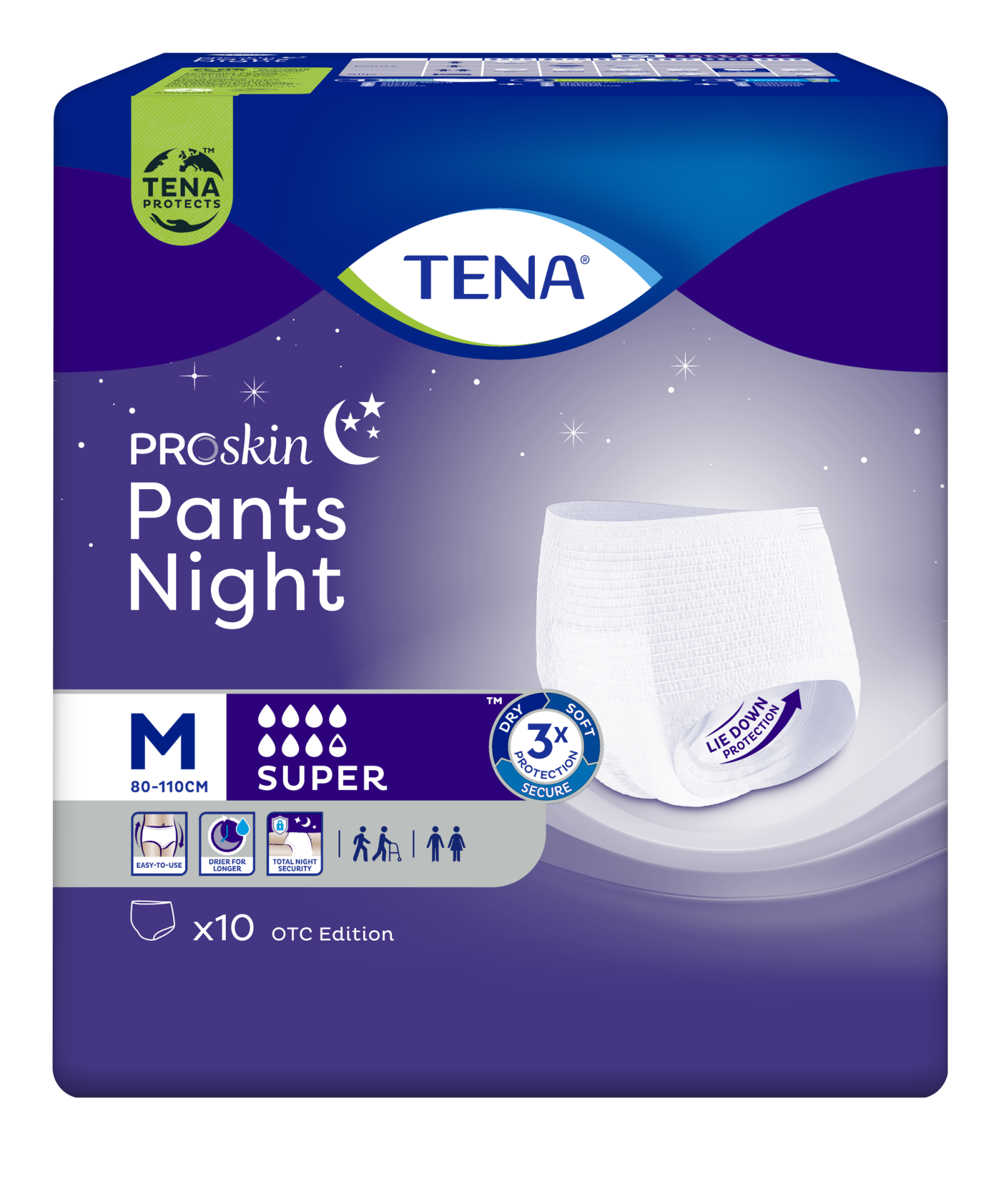 Tena ProSkin Pants Night Medium Orta Beden Gece için Süper Emici Külot 10 lu paket