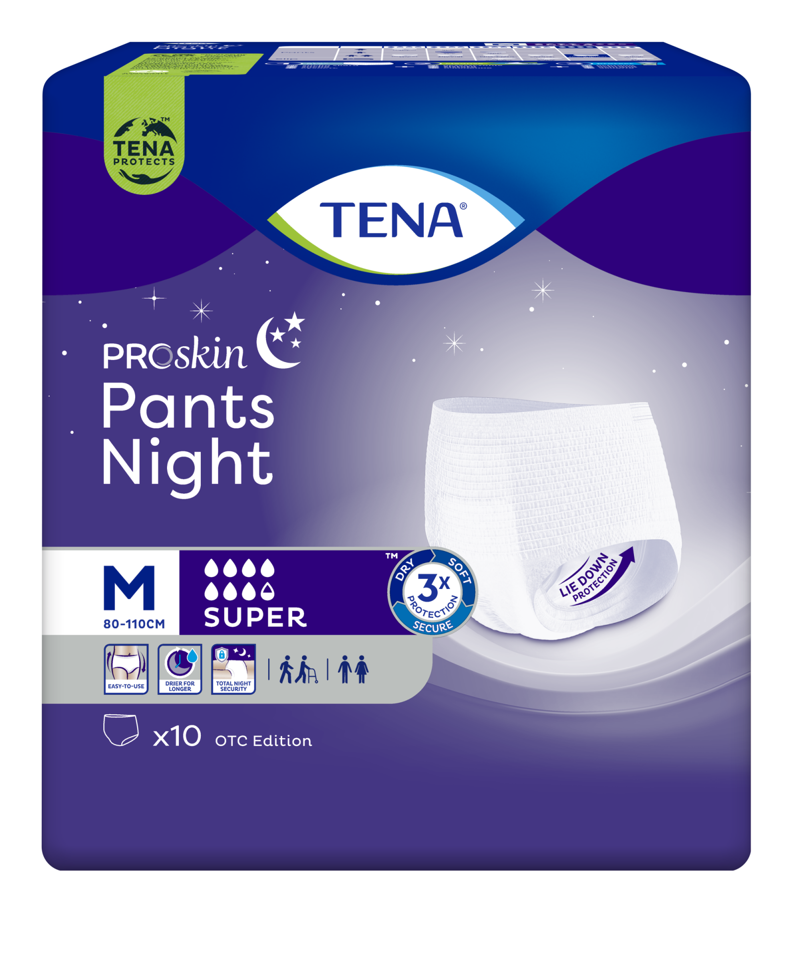 Tena ProSkin Pants Night Medium Orta Beden Gece için Süper Emici Külot 10 lu paket