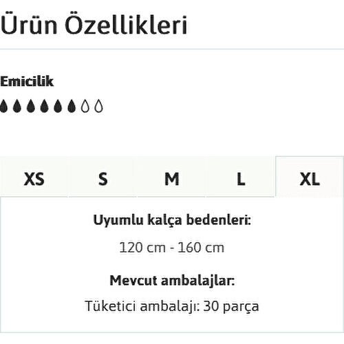 Tena Proskin Slip Plus 6 damla Ekstra Büyük Boy Xlarge Belbantlı Hasta Bezi 30'lu 3 paket / 90 adet