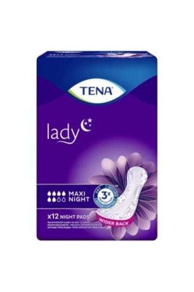 Tena Lady Maxi Night 6 damla Kadın Mesane Pedi 12'li 3 paket / 36 adet