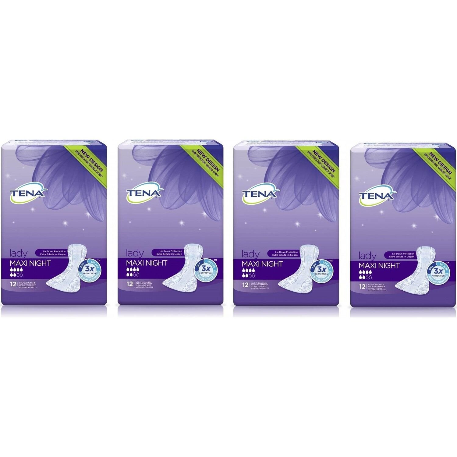 Tena Lady Maxi Night 6 damla Kadın Mesane Pedi 12'li 4 paket / 48 adet