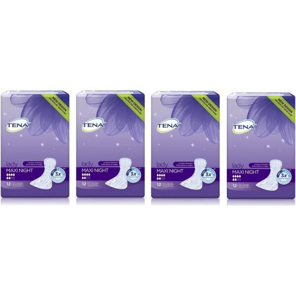 Tena Lady Maxi Night 6 damla Kadın Mesane Pedi 12'li 4 paket / 48 adet