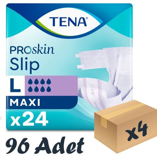 Tena Proskin Slip Maxi 8 damla Büyük Boy Large Belbantlı Hasta Bezi 24'lü 4 paket / 96 adet