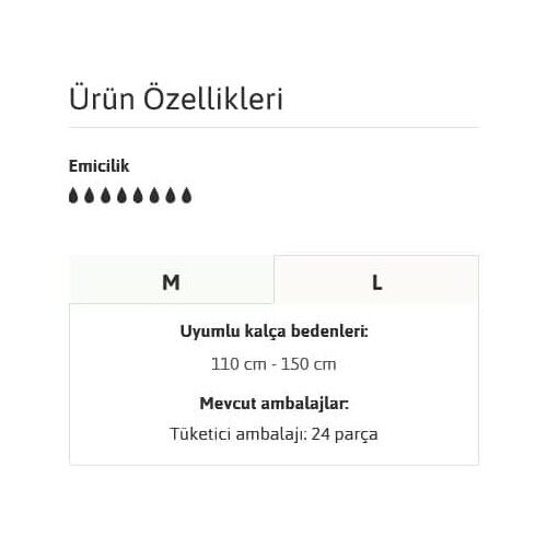 Tena Proskin Slip Maxi 8 damla Büyük Boy Large Belbantlı Hasta Bezi 24'lü 4 paket / 96 adet