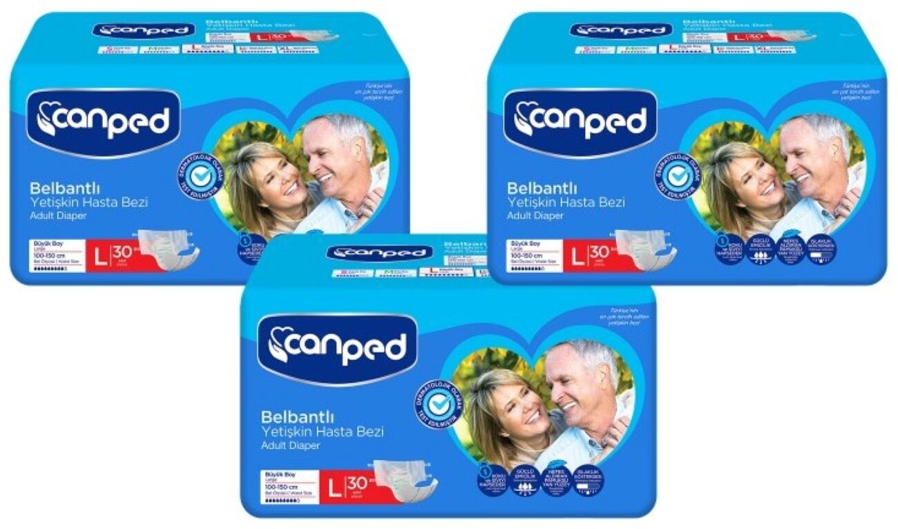 Canped Belbantlı Hasta Bezi Büyük Boy Large 30'lu 3 paket / 90 adet