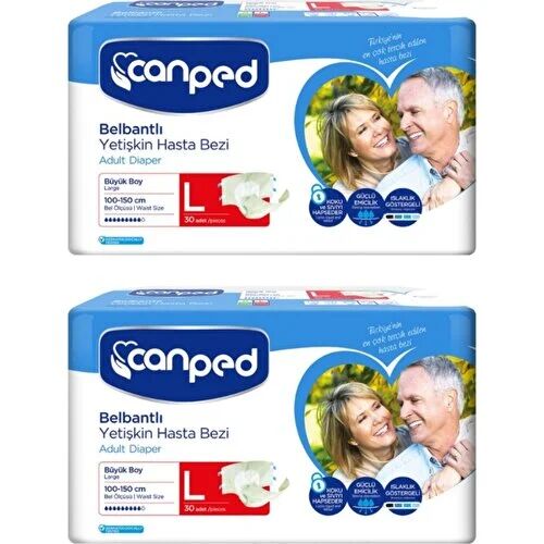 Canped (P.E.) Büyük Boy Large Belbantlı Hasta Bezi 30'lu 2 paket / 60 adet