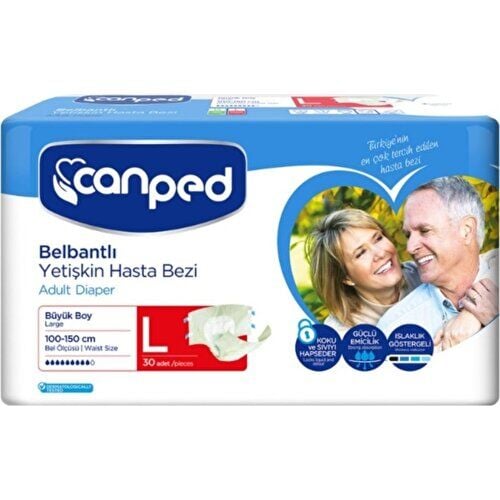 Canped (P.E.) Büyük Boy Large Belbantlı Hasta Bezi 30'lu 2 paket / 60 adet
