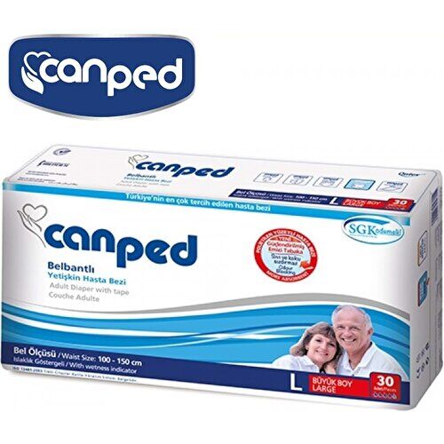 Canped (P.E.) Büyük Boy Large Belbantlı Hasta Bezi 30'lu 3 paket / 90 adet